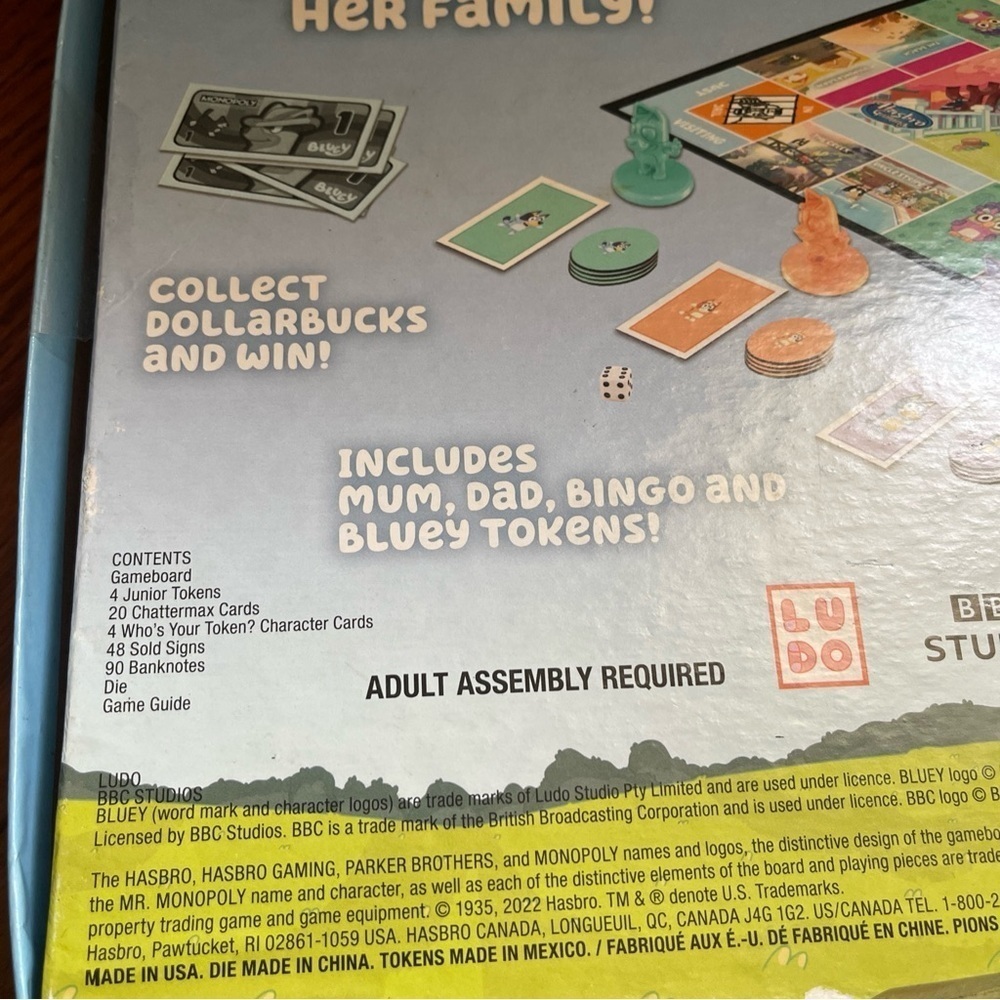 Hasbro Monopoly Junior: Bluey Edition Board Game for Kids New Open Box - Picture 10 of 11